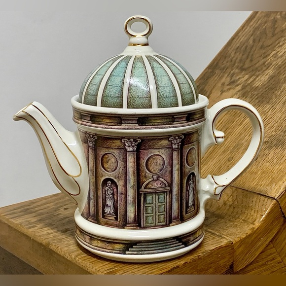 1980s Vtg Sadler England Stourhead National Trust Temple of Apollo Teapot - Picture 2 of 16